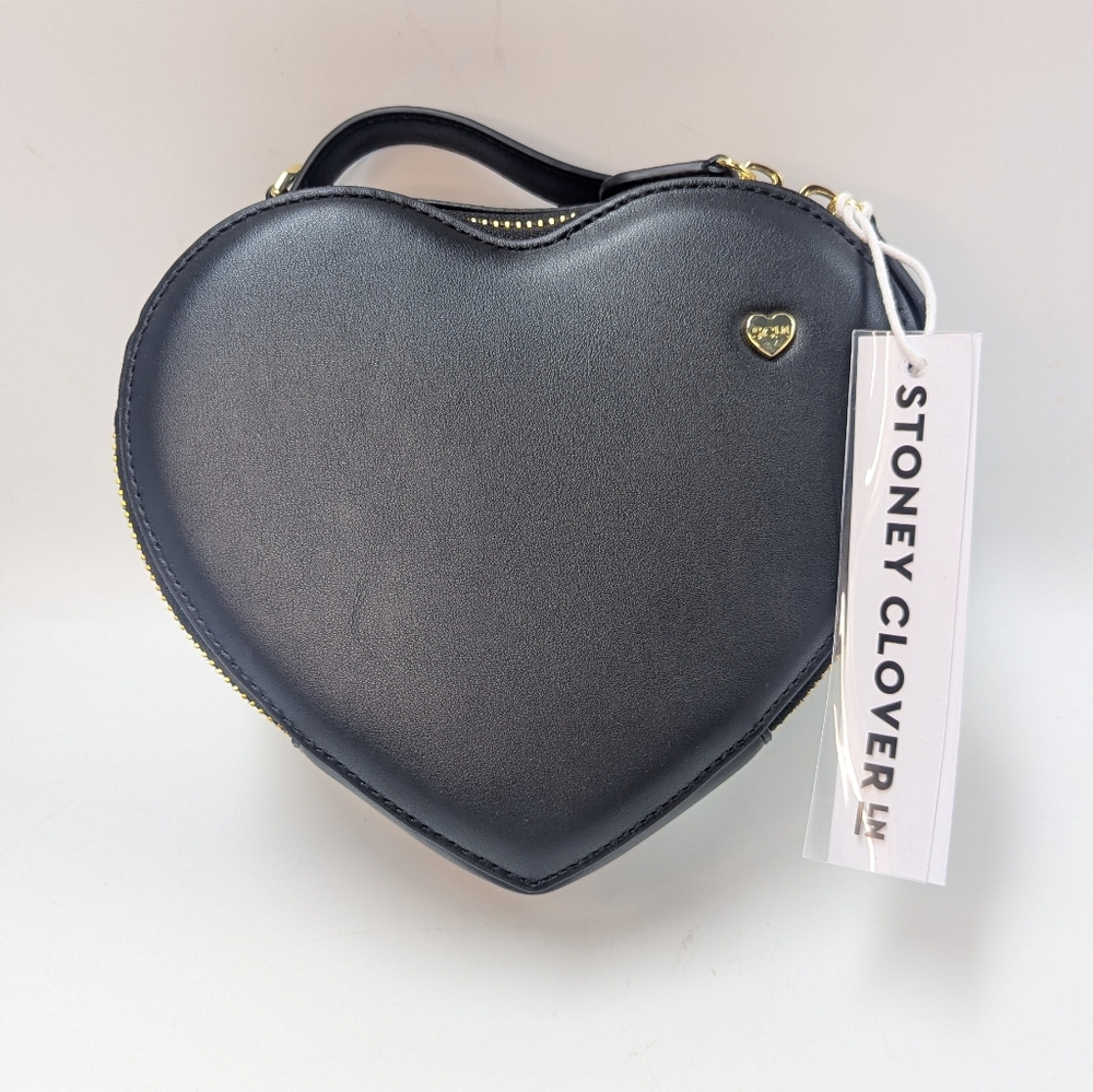 Stoney Clover Lane Black Heart Crossbody Bag